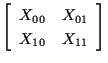 $\displaystyle \left[ \begin{array}{cc}
X_{00} & X_{01} \\
X_{10} & X_{11}
\end{array} \right]$