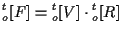 $\displaystyle {}_{o}^{t} [ F ]
=
{}_{o}^{t} [ V ] \cdot {}_{o}^{t} [ R ]$