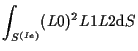 $\displaystyle \int_{S^{(Ie)}}
(L0)^2 L1 L2
\mathrm{d} S$