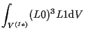 $\displaystyle \int_{V^{(Ie)}}
(L0)^3 L1
\mathrm{d} V$