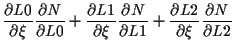 $\displaystyle \frac{ \partial L0 }{ \partial \xi } \frac{ \partial N }{ \partia...
... L1 }
+ \frac{ \partial L2 }{ \partial \xi } \frac{ \partial N }{ \partial L2 }$