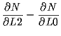 $\displaystyle \frac{ \partial N }{ \partial L2 } - \frac{ \partial N }{ \partial L0 }$