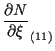 $\displaystyle \frac{ \partial N }{ \partial \xi } _{(11)}$