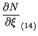 $\displaystyle \frac{ \partial N }{ \partial \xi } _{(14)}$