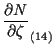 $\displaystyle \frac{ \partial N }{ \partial \zeta } _{(14)}$