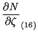 $\displaystyle \frac{ \partial N }{ \partial \zeta } _{(16)}$